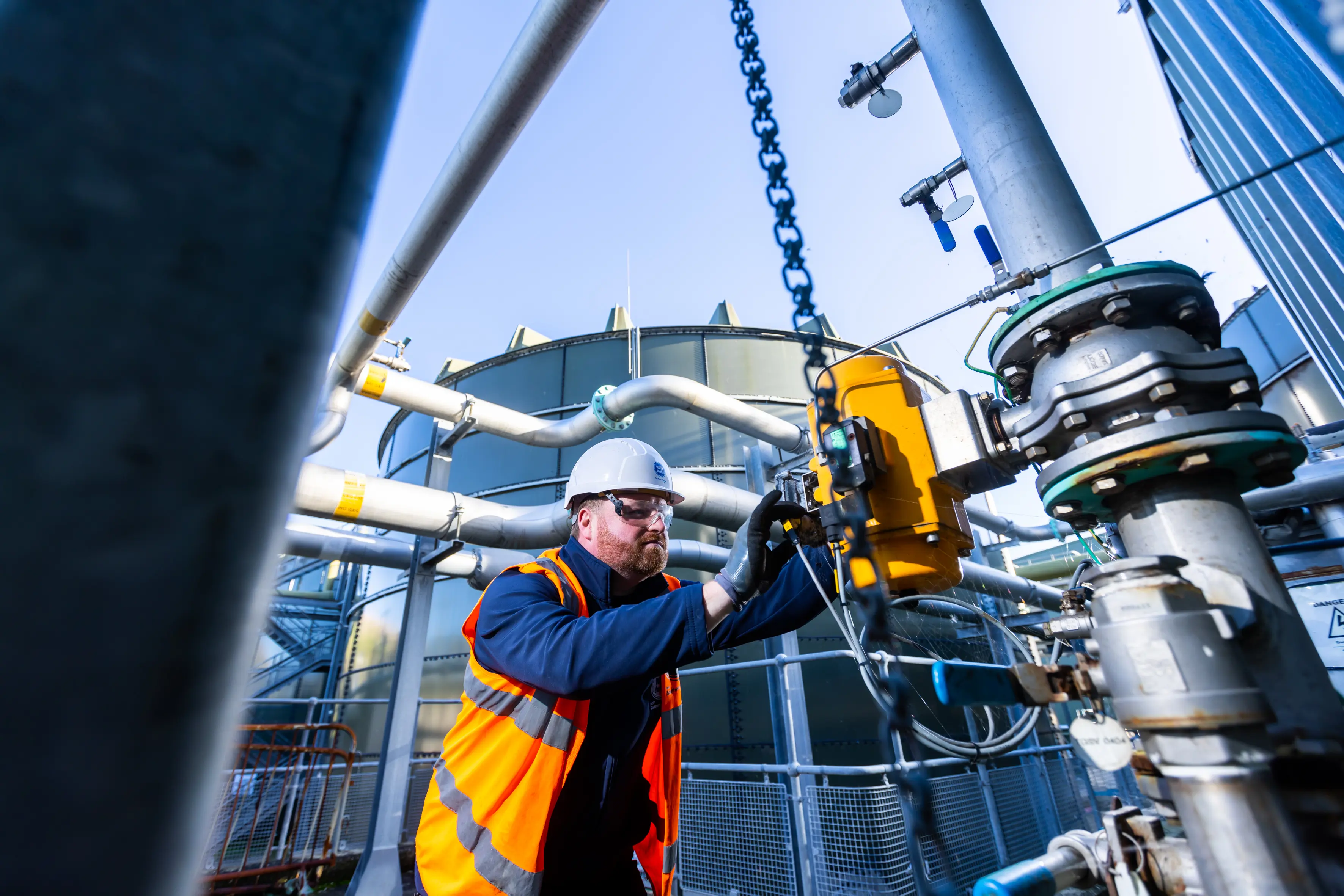 Southern Water engineer working on pipes