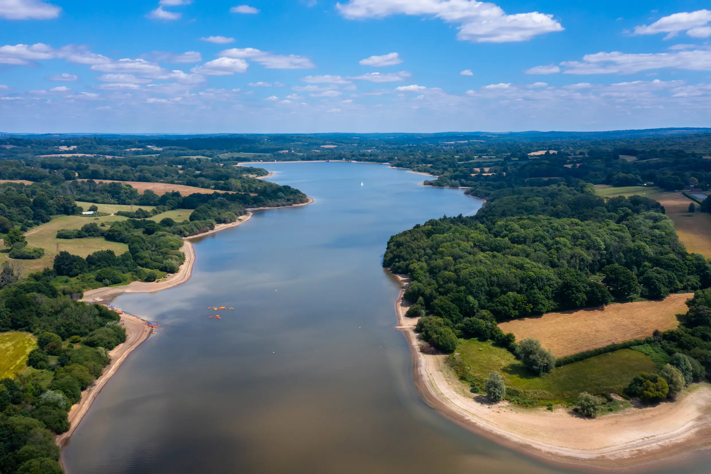 An aerial view of Weir Wood Reservoir